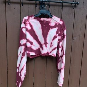 Custom cropped bleach tie dyed sweatshirt